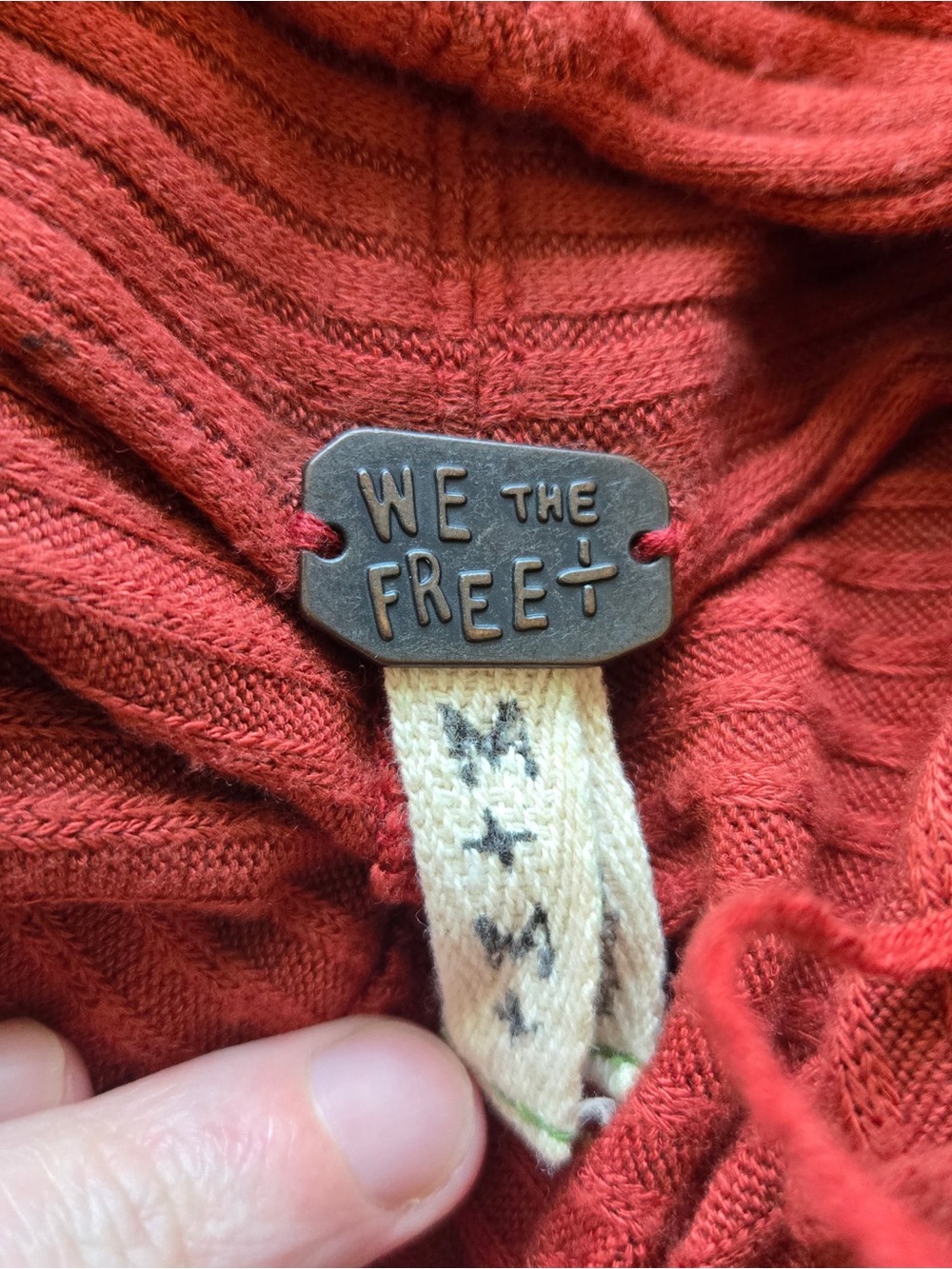 Free People We The Free Size M Lover Rib Split Back Thermal Rust Red Tunic Top - Picture 12 of 12